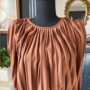 Zara Brown Pleated Top